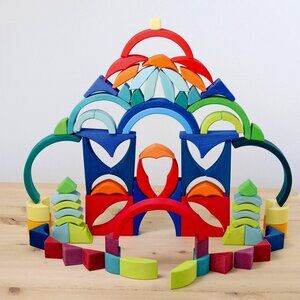 LAST ONE! NWT Grimm's Wooden Toys Arcs in Square Building